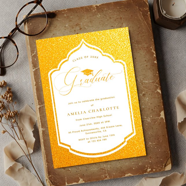 Luxurious Gold Script Graduation Party Invitation (Creator Uploaded)