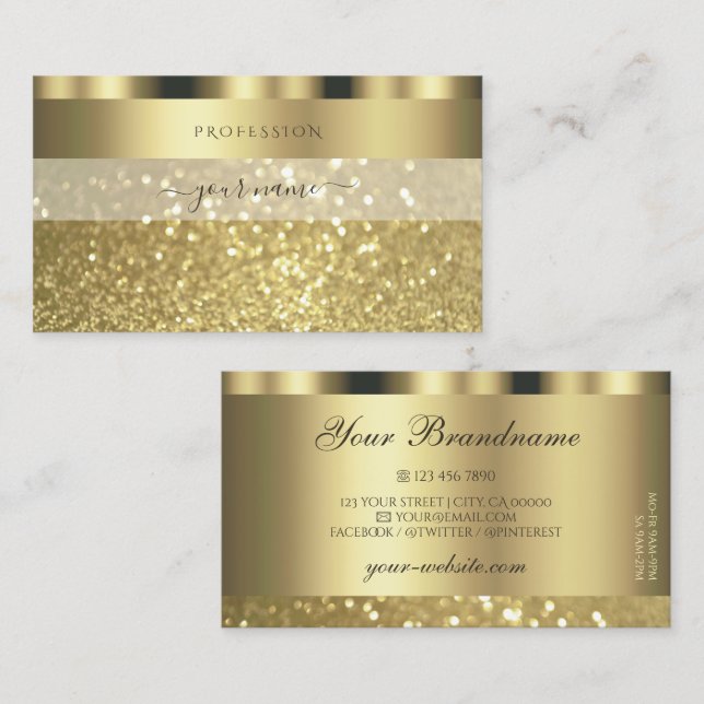 Luxurious Gold Shimmer Sparkling Glitter Glamourou Business Card (Front/Back)