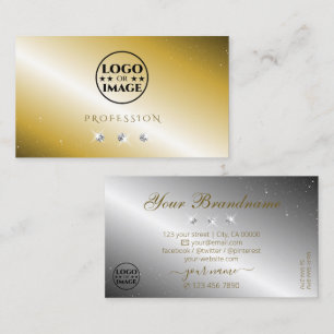 Luxurious Gold Silver Sparkling Diamonds with Logo Business Card