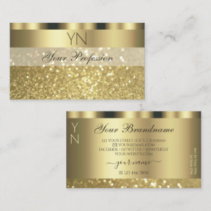Luxurious Gold Sparkling Glitter Monogram Shimmery Business Card
