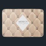 luxurious gold tufted monogram bath mat<br><div class="desc">Our "luxurious tufted" collection features beautiful rose gold and gold tufted backgrounds with rhinestones. In the middle is a diamond shape placeholder for monogram and business info in different colours. Check our store for more complementary items from this collection.</div>