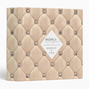 luxurious gold tufted monogram binder