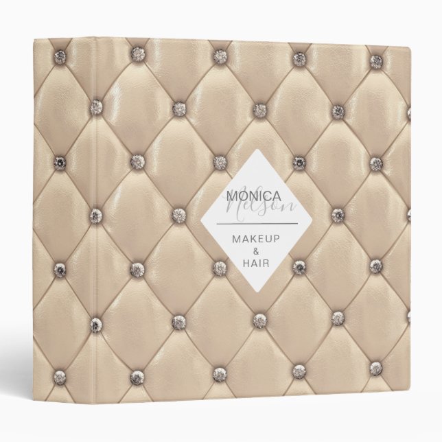 luxurious gold tufted monogram binder (Front/Spine)