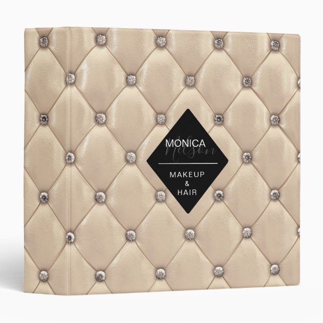luxurious gold tufted monogram binder (Front/Spine)