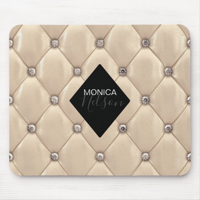 Luxurious Gold Tufted Monogram Mouse Pad (Front)