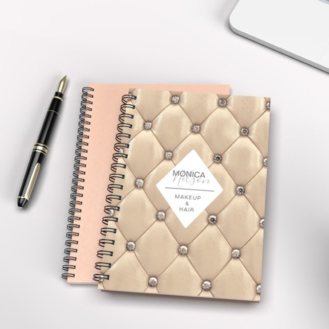 luxurious gold  tufted monogram notebook (Creator Uploaded)