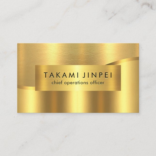 Luxurious Gold Wave Layers CEO Boss Business Card (Front)