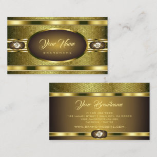 Luxurious Golden Coloured Patterns Faux Rhinestone Business Card