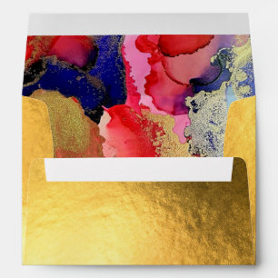 Luxurious Golden Custom Address Wedding Envelope