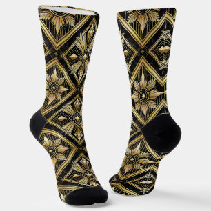 Luxurious Golden Geometric 1920's Dimond Art Deco  Socks