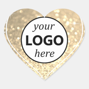 Luxurious Golden Glitter Sparkle Stars with Logo Heart Sticker