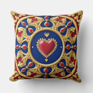 Luxurious Golden Heart Frame Throw Pillow