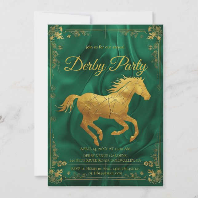 Luxurious Golden Horse Derby Party Invitation with (Front)