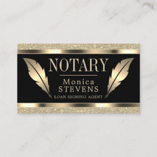 Luxurious golden ink pen feather business card
