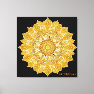 Luxurious Golden Mandala Floral Sun  Canvas Print