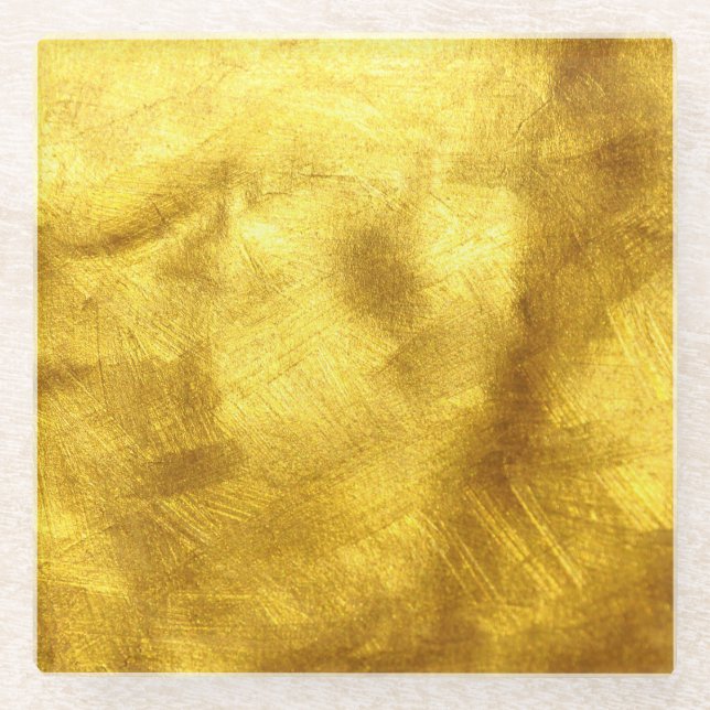 Luxurious Golden Texture Design Glass Coaster (Front)