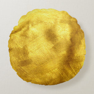 Luxurious Golden Texture Design Round Pillow