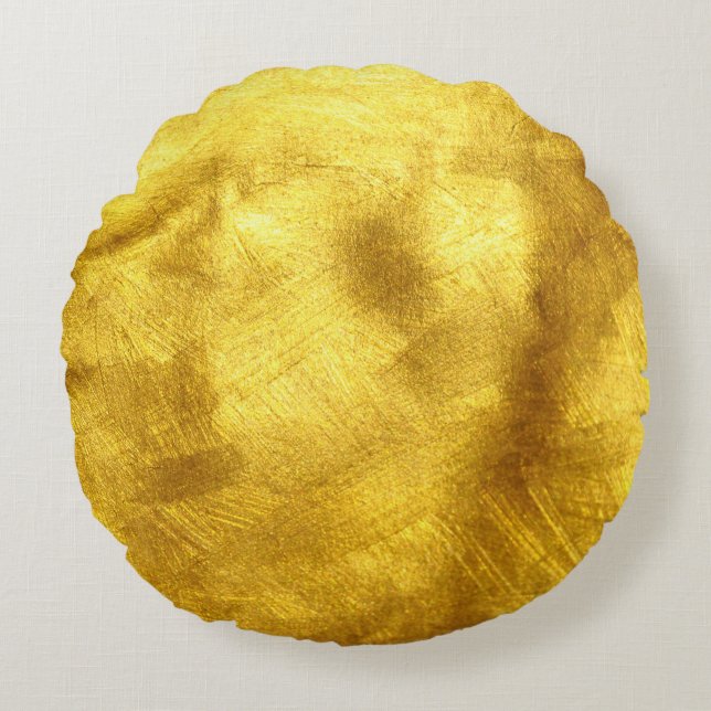 Luxurious Golden Texture Design Round Pillow (Front)