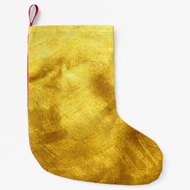Luxurious Golden Texture Design Small Christmas Stocking (Front)