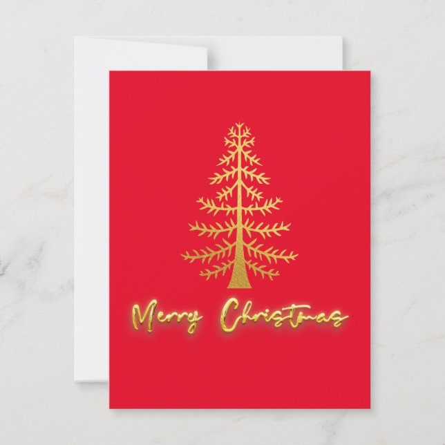 Luxurious golden tree Christmas traditional red Card (Front)