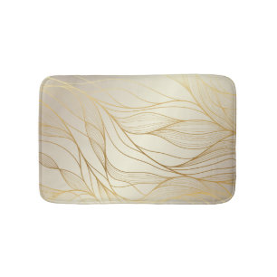 Luxurious Golden Waves: Premium Vintage Design Bath Mat