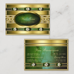 Luxurious Golden with Dark Green Marble Pattern Business Card