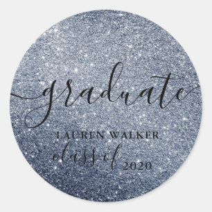 luxurious graduate silver glitter monogram Sticker