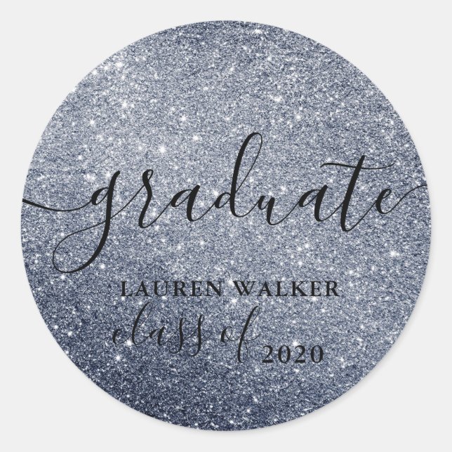 luxurious graduate silver glitter monogram Sticker (Front)