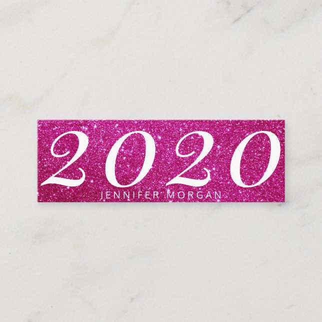Luxurious graduation hot pink glitter Name Card (Front)