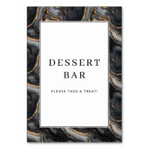 Luxurious Gray Gold Dessert Bar Sign Table Number