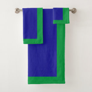 Luxurious Green And Blue Color Block  Bath Towel Set
