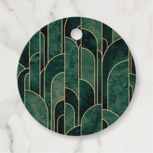 Luxurious Green and Gold Art Deco Pattern Favour Tags