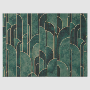 Luxurious Green and Gold Art Deco Pattern Tissue Paper