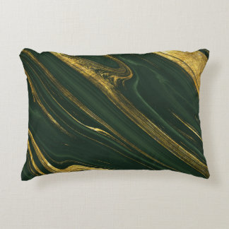 Luxurious Green Onyx: Golden Marble. Accent Pillow