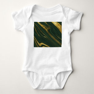 Luxurious Green Onyx: Golden Marble. Baby Bodysuit