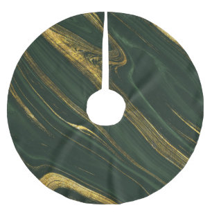 Luxurious Green Onyx: Golden Marble. Brushed Polyester Tree Skirt