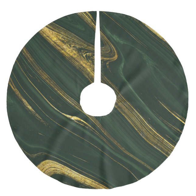 Luxurious Green Onyx: Golden Marble. Brushed Polyester Tree Skirt (Front)