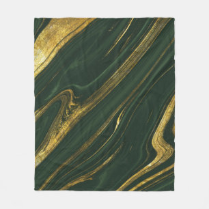 Luxurious Green Onyx: Golden Marble. Fleece Blanket