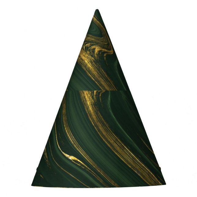 Luxurious Green Onyx: Golden Marble. Party Hat (Front)