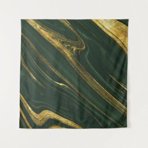 Luxurious Green Onyx: Golden Marble. Tapestry
