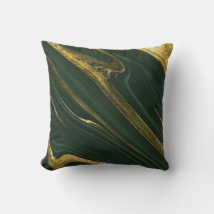 Luxurious Green Onyx: Golden Marble. Throw Pillow