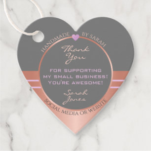 Luxurious Grey and Rose Gold Packaging Thank You Favour Tags