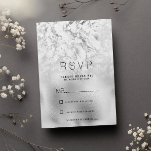Luxurious grey white silver marble RSVP Invitation