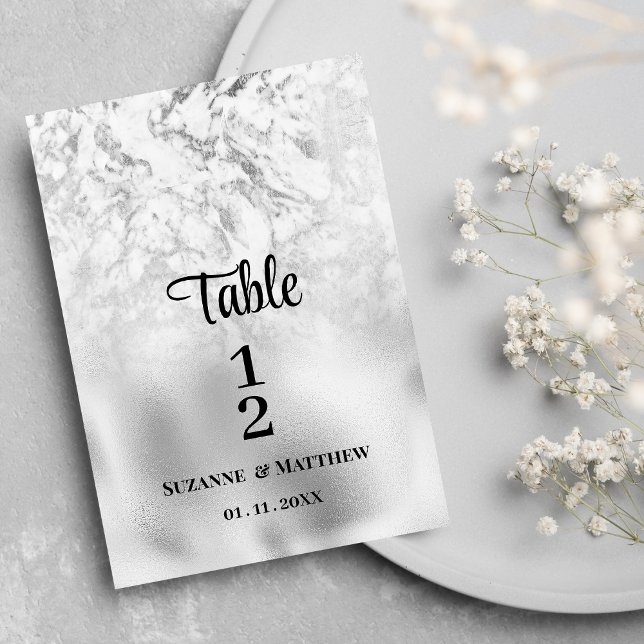 Luxurious grey white silver marble Table Numbers (Luxurious gray white silver marble Table Numbers)