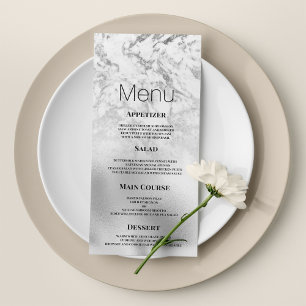 Luxurious grey white silver marble Wedding Menu