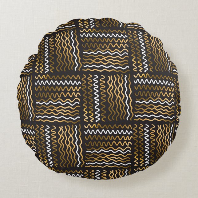 Luxurious hand-drawn seamless pattern. round pillow (Front)