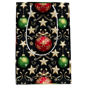 Luxurious Holiday Baubles and Starry Accents Medium Gift Bag