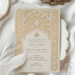 Luxurious Islamic Wedding Ornate Arabesque Design Invitation<br><div class="desc">This exquisite Islamic wedding invitation showcases a sophisticated arabesque pattern in warm beige and gold tones, inspired by traditional Islamic architecture. The intricate floral and geometric motifs create a refined and elegant frame, enhancing the beauty of the wedding details. The luxurious design is perfect for a cultural or religious wedding...</div>