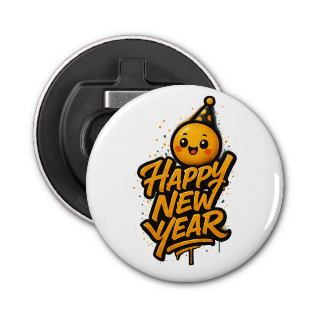 Luxurious Kawaii New Year Graffiti — Diagonal Cele Bottle Opener (Front)