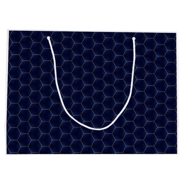 Luxurious Lattice Indigo Geometric Elegance Large Gift Bag (Back)
